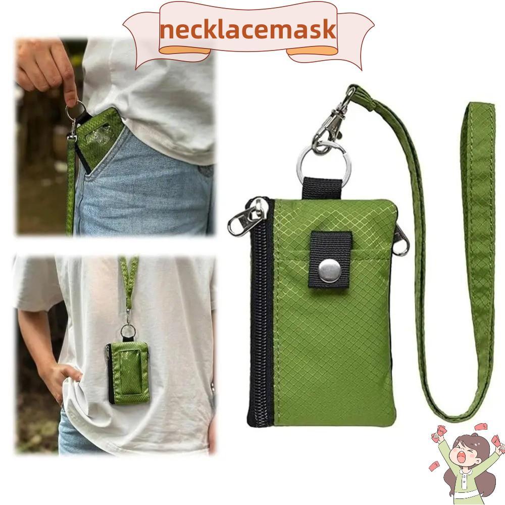 NECKLACEMASK RFID Blocking Wallet,กันน้ํา Lanyard พวงกุญแจ ID Window Wallet,มัลติฟังก์ชั่ซิป Slim De