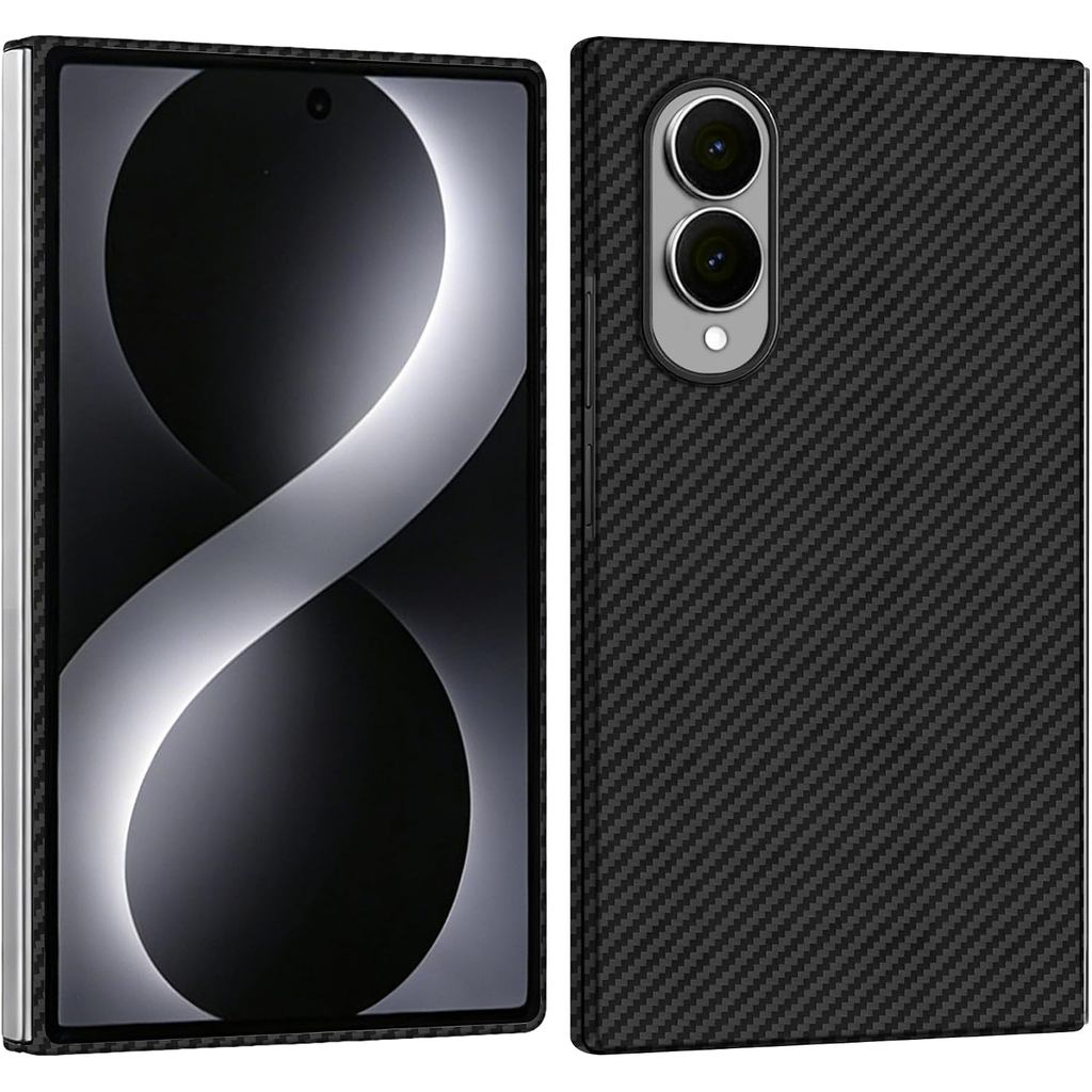 เคสคาร์บอนไฟเบอร์แบบบางสําหรับ Samsung Galaxy Z Fold 8 (Wide) สีดํา ทอจากไฟเบอร์อะรามิด 1500D ทั้งฝาหลังและด้านหน้าสําหรับ Z Fold 8 รองรับการชาร์จไร้สาย สีดําด้าน