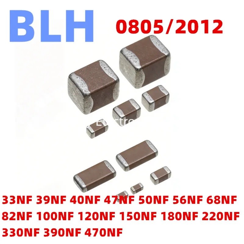 100PCS SMD ตัวเก็บประจุเซรามิค 0805 2012 33NF 39NF 40NF 47NF 50NF 56NF 68NF 82NF 100NF 120NF 150NF 1