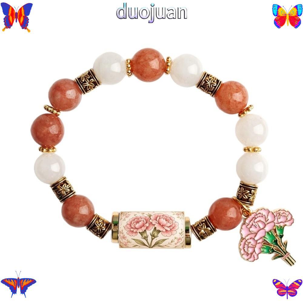 DUOJUAN Birth Flower Charm Bracelet, Beaded Handmade Beaded Charm Bracelet, Meaningful With Gift Box