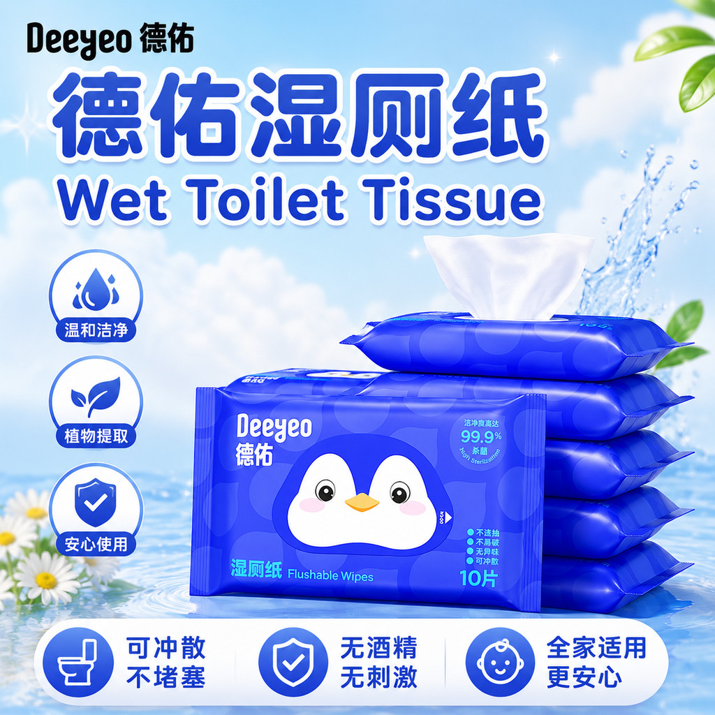 DEEYEO Tisu Tandas Basah 德湿补 กระดาษชําระเปียก 小包装10