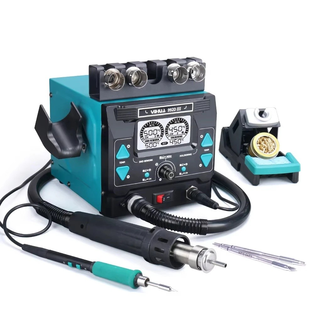 KFHQ YIHUA 992D-III Hot Air Rework Station 210 245 สถานีเหล็กบัดกรีสําหรับอิเล็กทรอนิกส์ซ่อม PCB Des