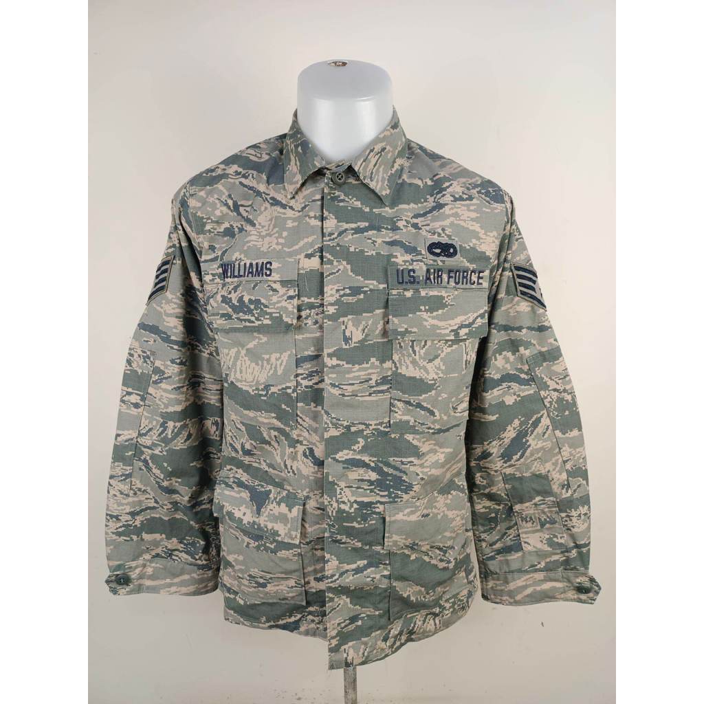 L893 🇱🇷เสื้อทหารUS AIR FORCE ลายไทเกอร์ ผ้าก้างปลา (ของแท้) อก 40 (อ่านรายละเอียดด้านล่างให้ครบ)