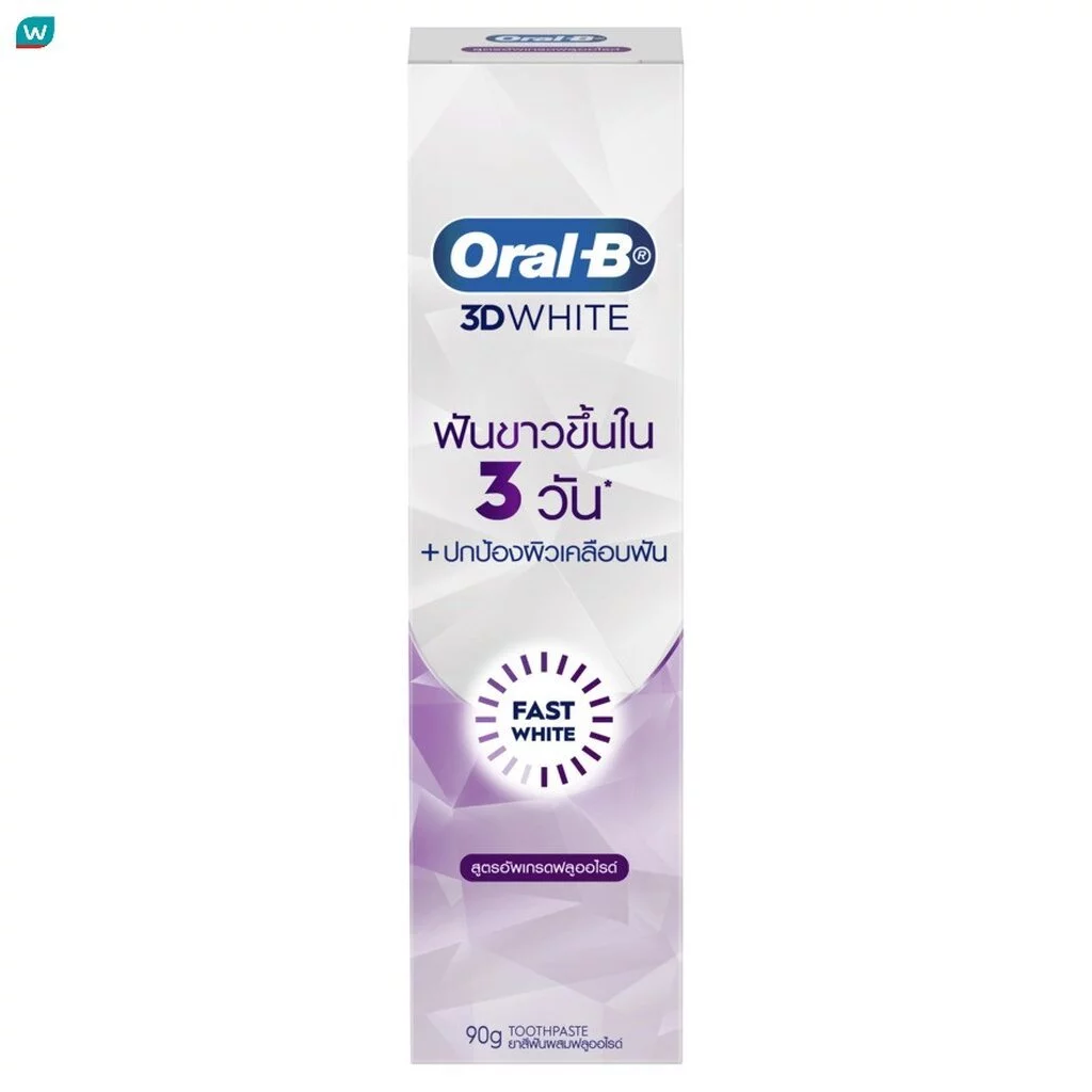 Oral-B ออรัล-บี ยาสีฟัน ทรีดีไวท์ ฟาสต์ ไวท์ ฟลูออไรด์ 90 กรัม