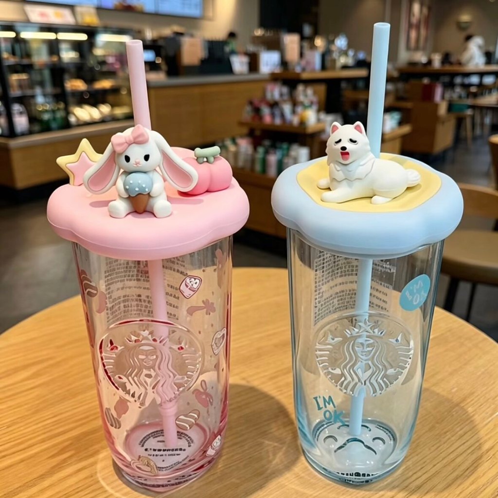 Ins Starbucks Cup Garden Dance Series แก้วทนอุณหภูมิสูงถ้วยฟางถ้วยกาแฟถ้วยน้ําของขวัญวันเกิด
