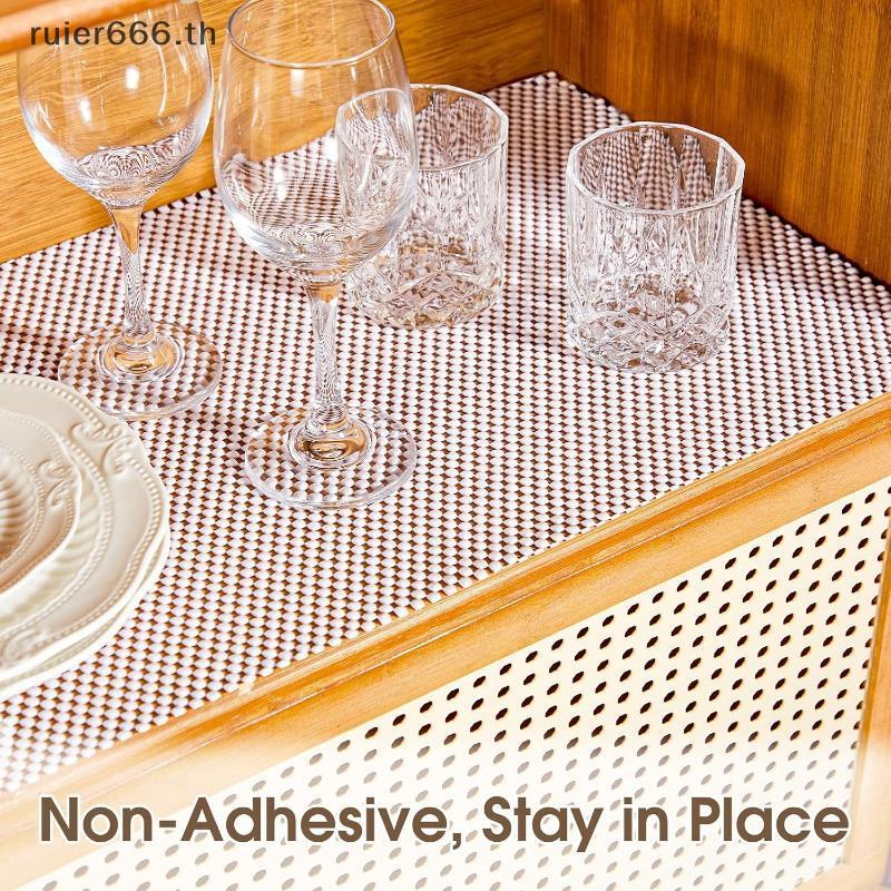 # ruier # PVC Non Slip Mesh Grid Mat Strong Anti Skid Cuttable Waterproof Protector Liner for Kitchen Drawer Car Bathroom Shelf Organization .