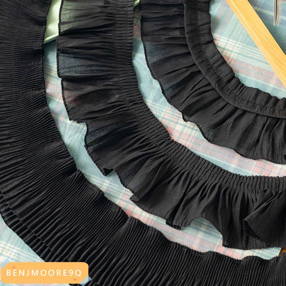 BENJMOORE9Q Ruffled Lace Trims, 2Yards กว้าง 9-12 ซม.ชีฟองลูกไม้ Trims, ชีฟองจีบ Lac Trims
