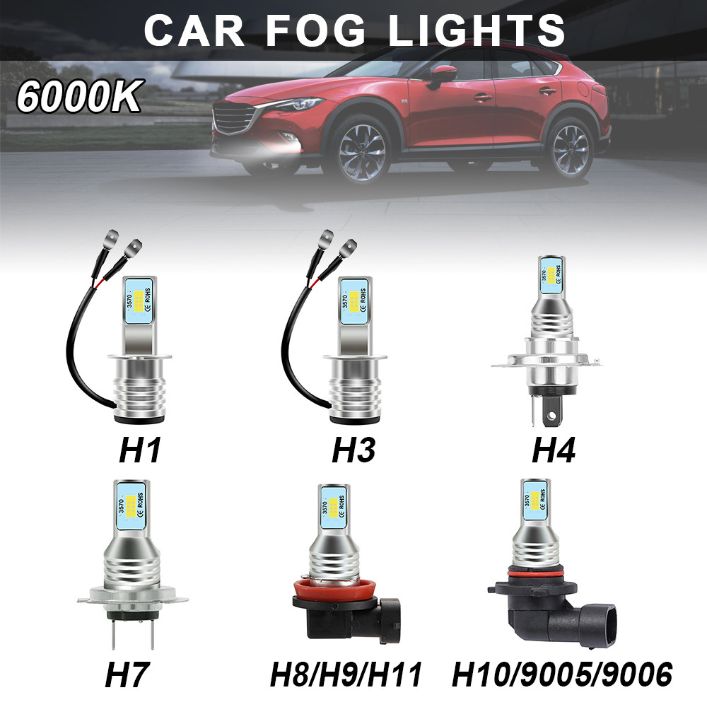 H3 หลอดไฟหมอก LED, 80W, 4000LM, IP65, 12-24V, สําหรับ H1/H3/H4/H7/H8/H9/H10/950/9006