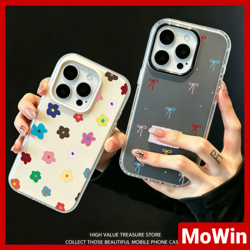 MowinCase - เข้ากันได้กับเคส iPhone 13, เคส iPhone 17 Pro Max, สีลูกกวาด, โปร่งแสง, ทูอินวัน, ดอกไม้สีสันสดใส