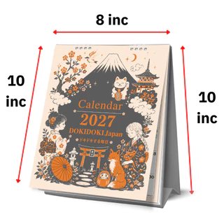 ปฏิทินตั้งโต๊ะ 2570 Calendar 2027 ปฏิทินไทยสไตล์ญี่ปุ่นมินิมอล ขนาด8x10 บอกวันพระวันหยุด หมึกไม่เลอะ