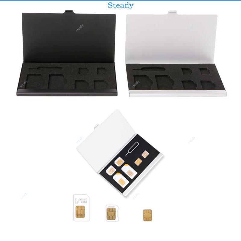 Steady 7 in 1 Universal Mini SIM Card Adapter Storage Case สําหรับ Micro SIM Card Memory Card Holder
