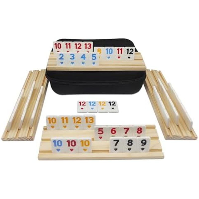 Rummy Cube 6 Player Editionพร้อมชั้นวางไม้6,เกมRummy Cubeพร้อมกรณี6ผู้เล่นแบบพกพา160กระเบื้องRummy C