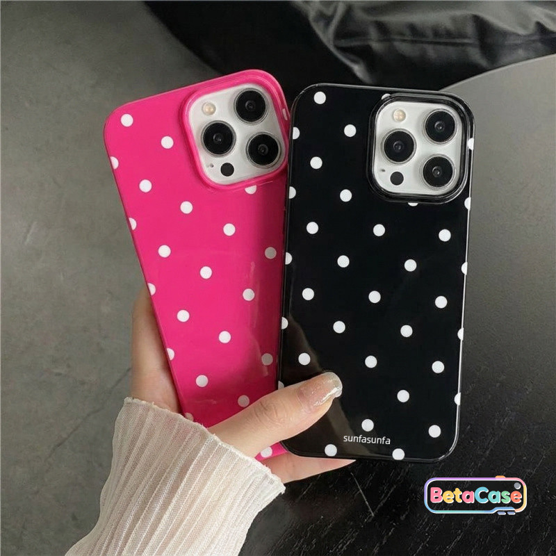 เคสไอโฟน ลายจุดขาวดำ มินิมอล กันกระแทก สำหรับ iPhone 17 Pro 16 15 14 13 12 11 Pro Max 7 8 Plus XS XR