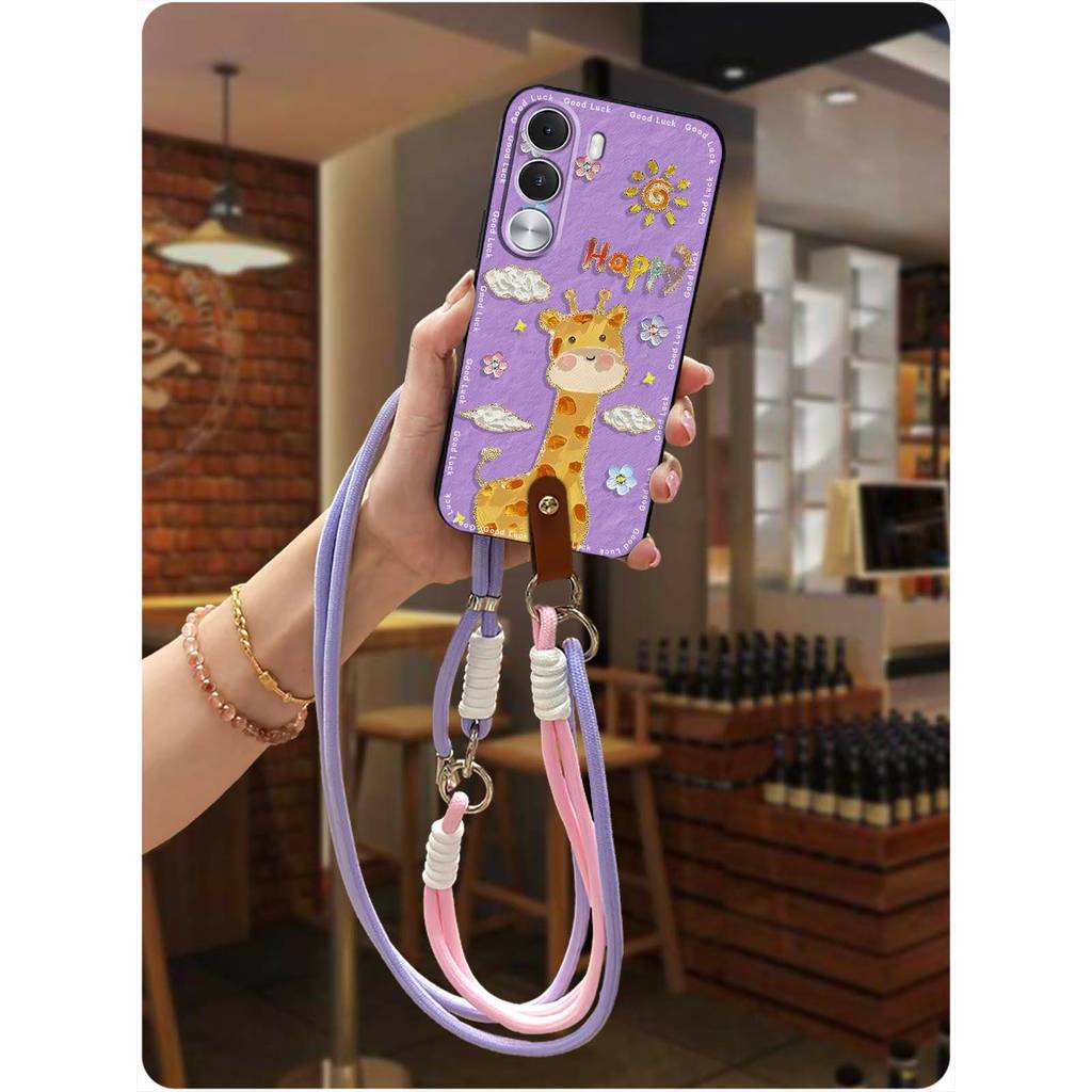 กันน้ําทนทานเคสโทรศัพท์สําหรับRealme C100i 4G/C100X 4G Lanyardการ์ตูนCrossbodyป้องกันฝุ่นแนวทแยงนุ่ม