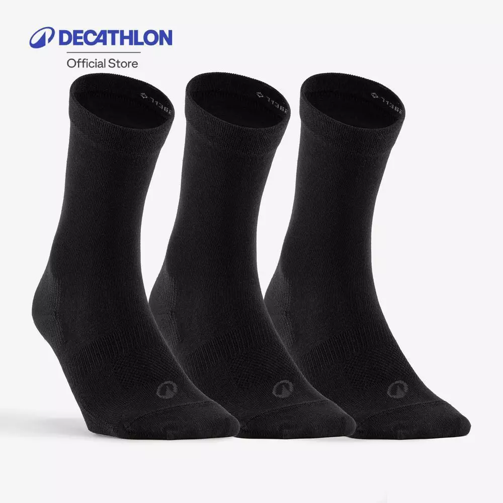 Decathlon High Sports Socks Rs 160 Tri-Pack ถุงเท้าเล่นกีฬาหุ้มข้อสูงสำหรับเด็ก รุ่น Rs 160 แพ็ค 3 คู่