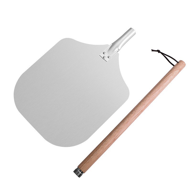 ERORO ที่ยกพิซซ่า ด้ามไม้ ถอด-ออกได้ พลั่วอะลูมิเนียม Pizza Peel สำหรับตักพิซซ่า