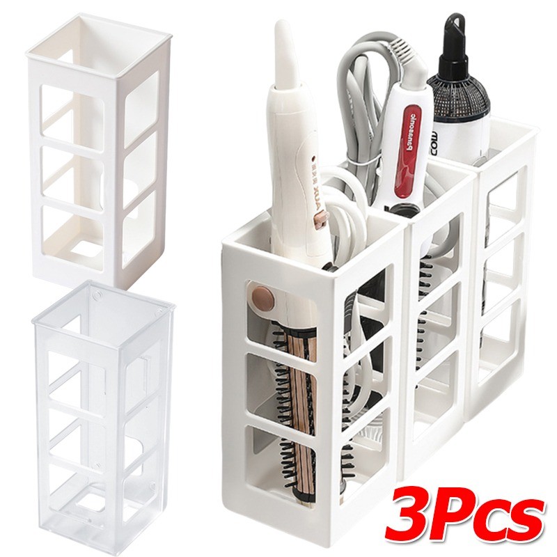1/3 ชิ้น Punch-free ติดผนังผู้ถือดัดผมกล่อง/ห้องน้ํา Curling Iron Straightener Storage Rack