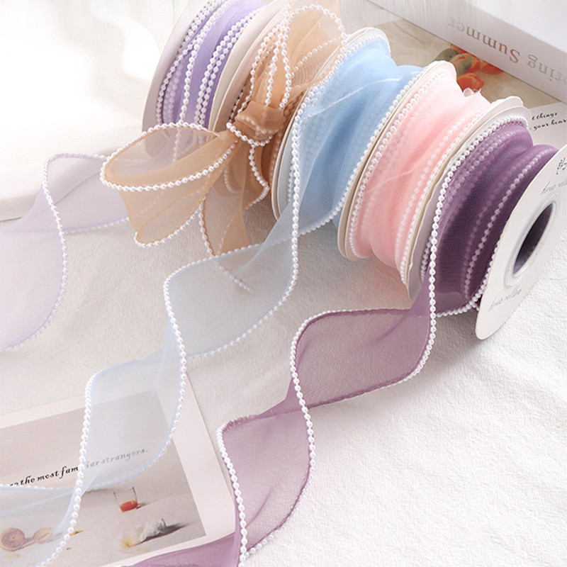 4cmx5Yards Pearl Fish Tail Yarn Ribbon Wave Yarn & Meteor Yarn for Bouquet & Cake Wrapping Floral Pa