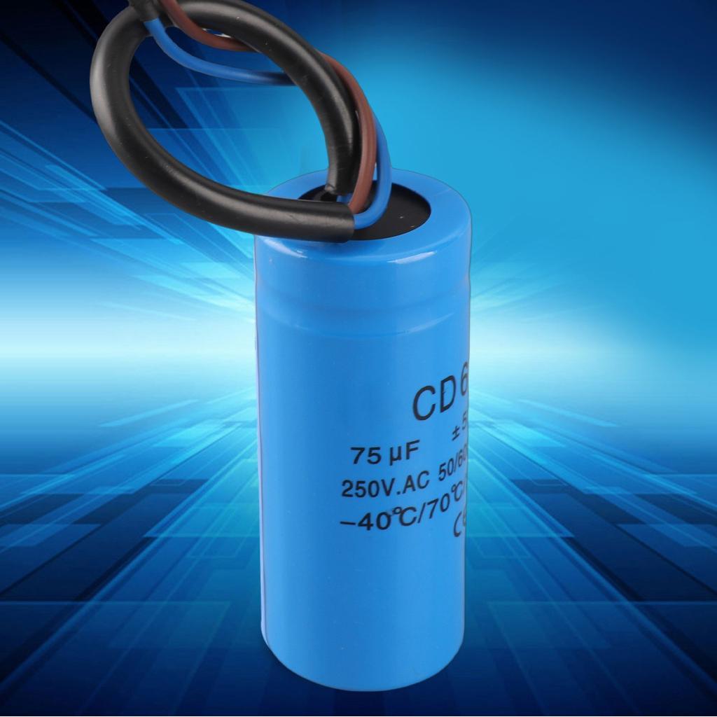 Supergoodsales CD60 75uf 250V AC มอเตอร์วิ่งตัวเก็บประจุเริ่มต้น 75MFD HVAC