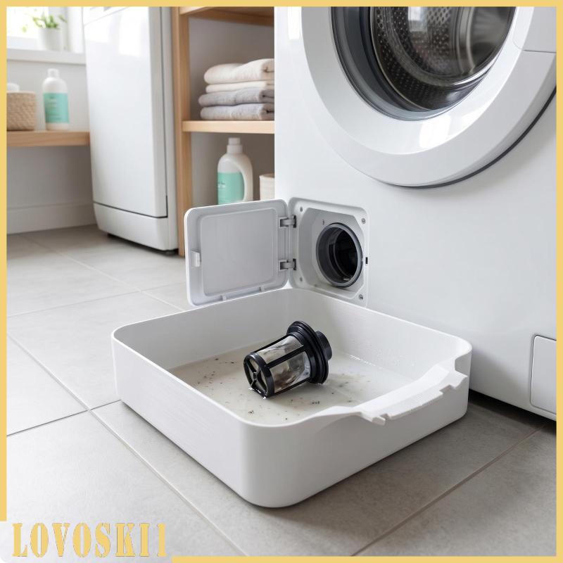 [Lovoski1] ถาดเครื่องซักผ้าพร้อม Outlet Low-Profile เครื่องซักผ้ากระทะรั่ว Easy-to-Clean กันน้ําสําห