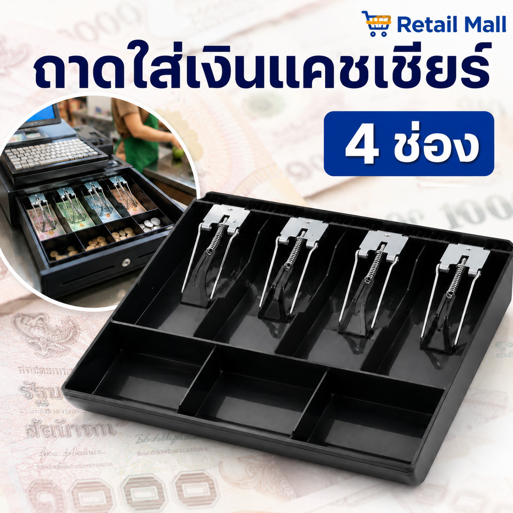 แคชเชียร์ มีช่องใส่เหรียญ แบบ 4 ช่อง