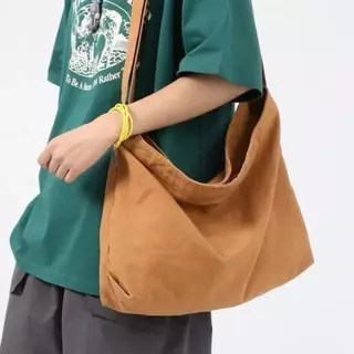 FAVOR Messenger Bag, Canvas กระเป๋าสะพายอเนกประสงค์, Korean Large Capacity Travel Tote Bag Woman Men