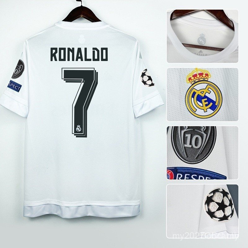 Retro SSS+15-16 Real Madrid Home Jersey Ronaldo Custom Retro Football Jersey F1QP Jerseys