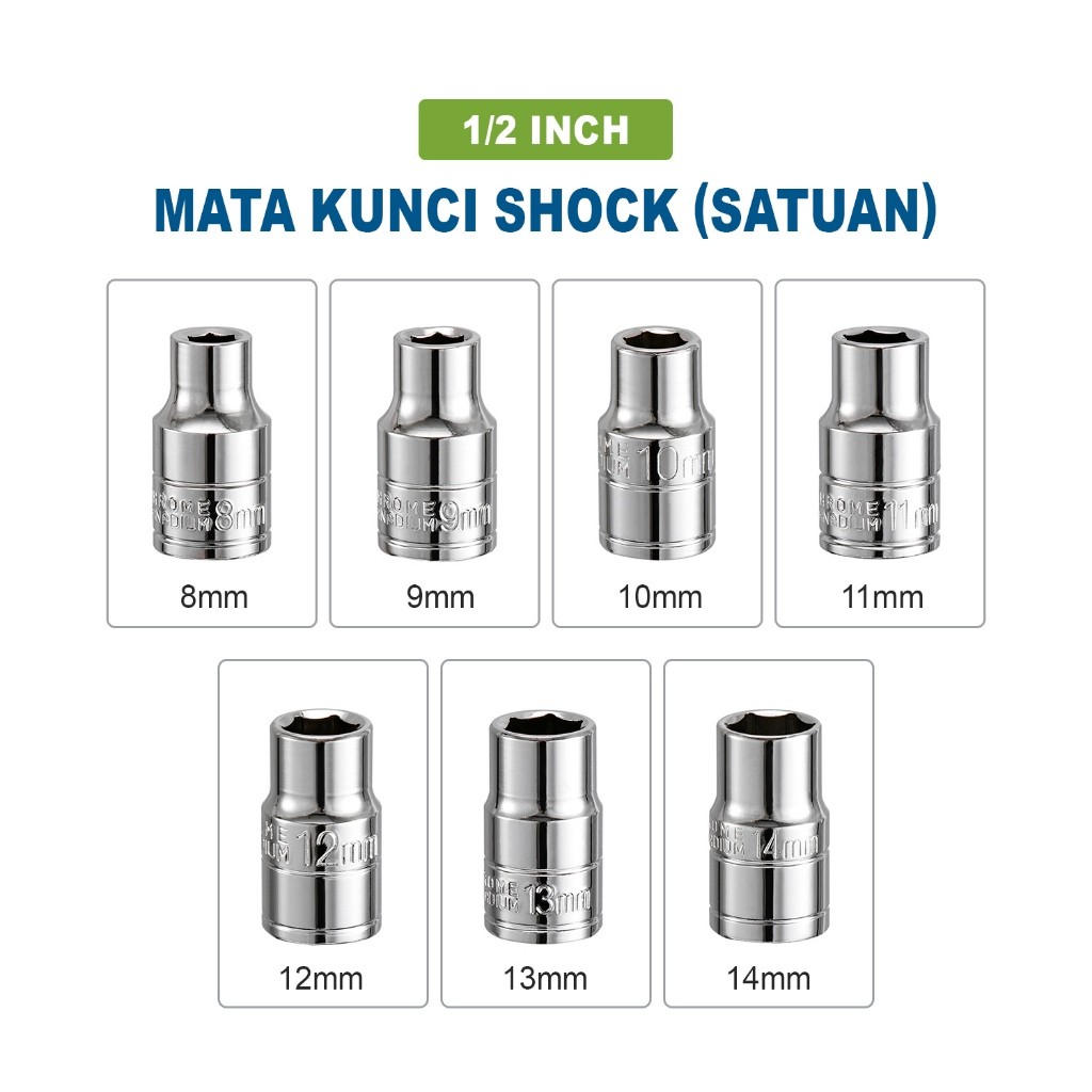 MATA 1/2 นิ้ว CR-V ซ็อกเก็ต 8 มม.-14 มม.ประแจช็อตความแม่นยําที่แข็งแกร่ง G7A8-A14