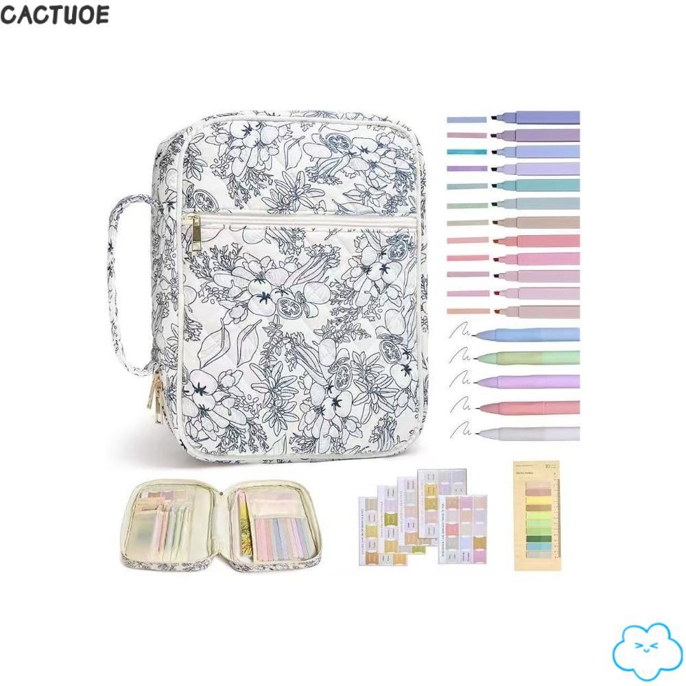 CACTUOE Bible Cover Bag, การออกแบบดอกไม้ Handle Bible Cover , กระเป๋าซิป Bible Journaling Kit Church