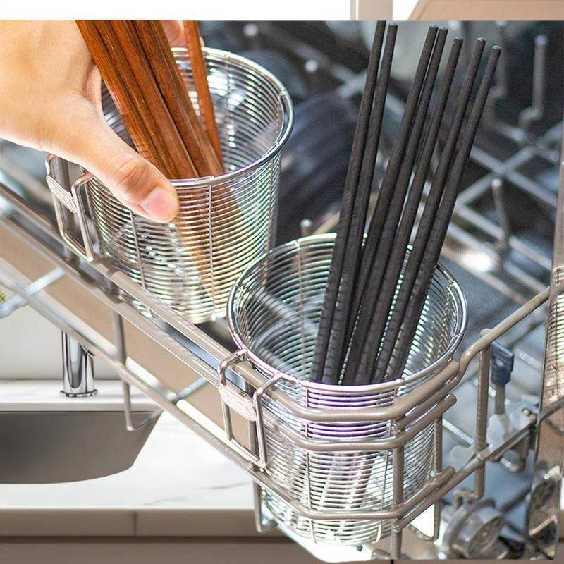 {}maoyting} สแตนเลส Chops ผู้ถือช้อนส้อมภาชนะ Drainer รอบ Chopsti กรงช้อนส้อมเก็บ Flatware Drying Ra {COD}