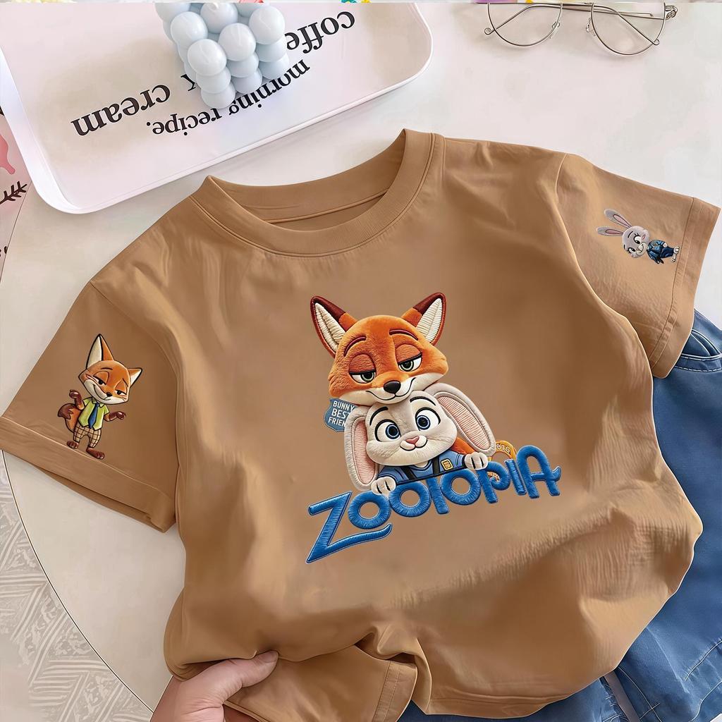 (ส่งเร็ว 24 ชม.)Zootopia เสื้อยืดแขนสั้นที่ขายดีที่สุดล่าสุด เย็บปักถักร้อยเลียนแบบ ด้วยกราฟิกการ์ตูน ลายน่ารักมาก. สามา