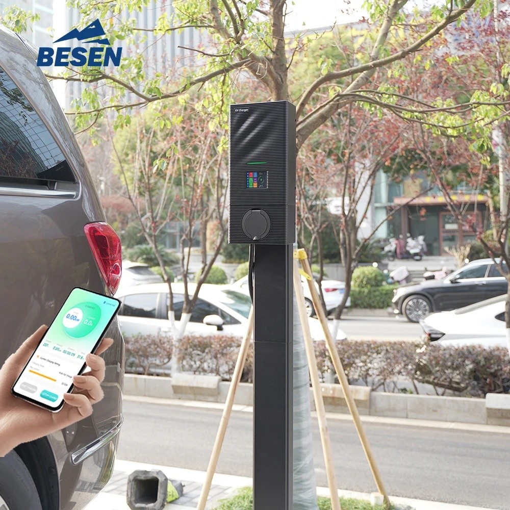 9O5A Original APP Wifi 22kW ติดผนัง/พื้นติดตั้ง EV Charger ประเภท A + 6mA DC ป้องกัน