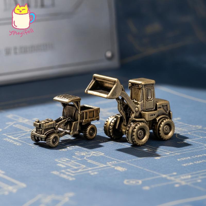 [YPU] Excavator Engineering Vehicle Retro Tru Figure แบบพกพาขนาดเล็กสําหรับ Home Shelf แดชบอร์ดรถตกแ