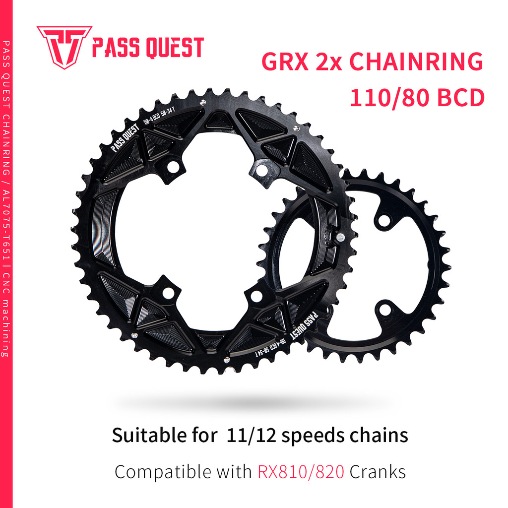 PASS QUEST Double Chainringto for SHIMANO GRX RX810 RX600 2X 110BCD 2by set up Sprocket Crank Gravel bike 11-12S