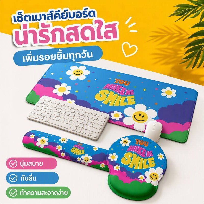 แผ่นรองเมาส์ แผ่นรองโต๊ะคีย์บอร์ด PU กันน้ำ กันรอยขีดข่วน กันลื่น กันเปื้อน ลายน่ารัก ขนาดใหญ่ 40 x 90