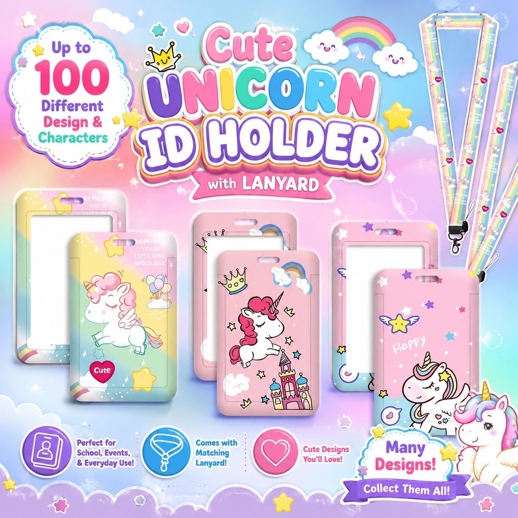 Ezlink Card Holder + LANYARD Children Day l Bus Card Holder Student Card Dinosaur Unicorn Children B