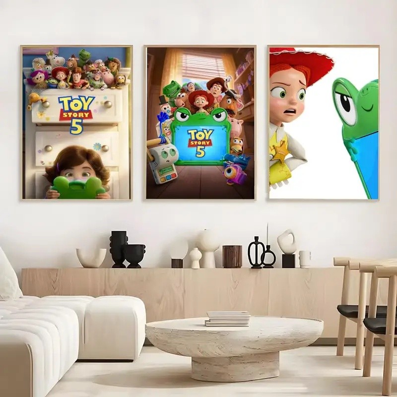 Z9IQ T-Toy Story 5 ภาพยนตร์โปสเตอร์ Frameless โปสเตอร์ Self-กาว Art สนับสนุนธุรกิจขนาดเล็กกระดาษสติก
