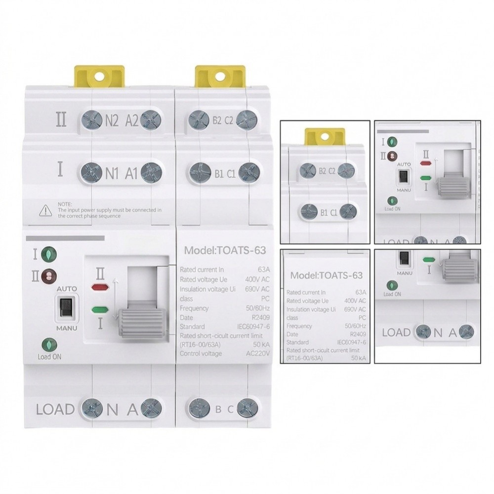 63A 4P 110V สําหรับ ATS Transfer Switch สําหรับ Homes Factories Labs โรงพยาบาล Dual Mode