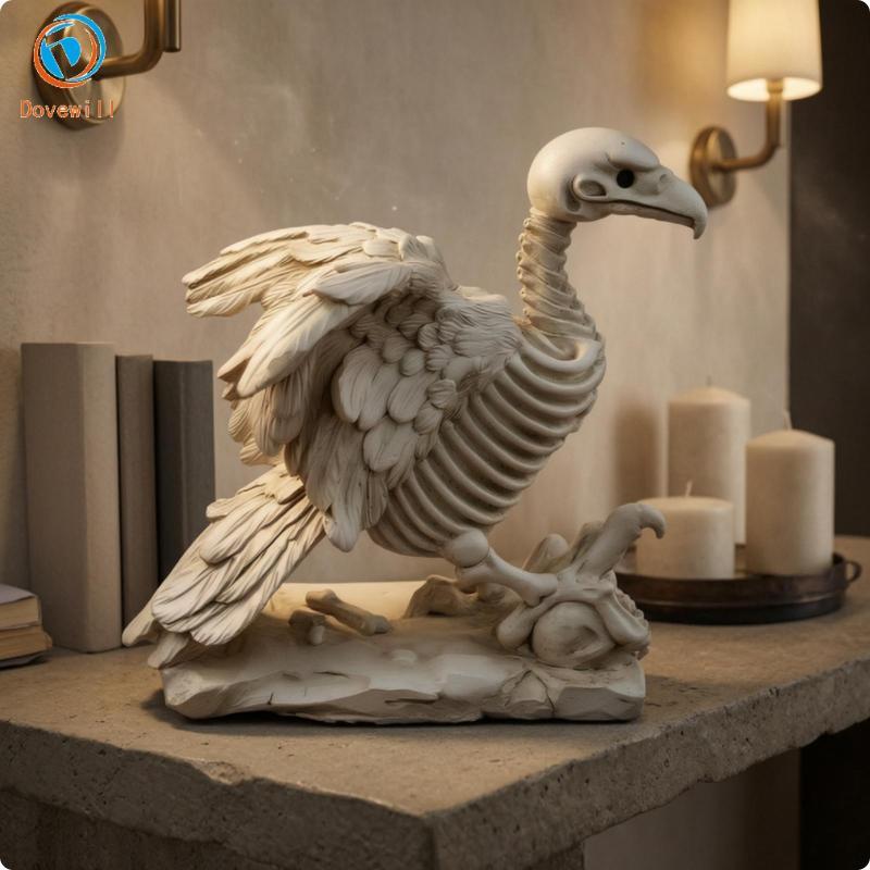 [Jzvphq] Vulture Skeleton Sculpture Skeletal Vulture Skeleton Spooky Haunting for Mantel, ชั้นวางของ
