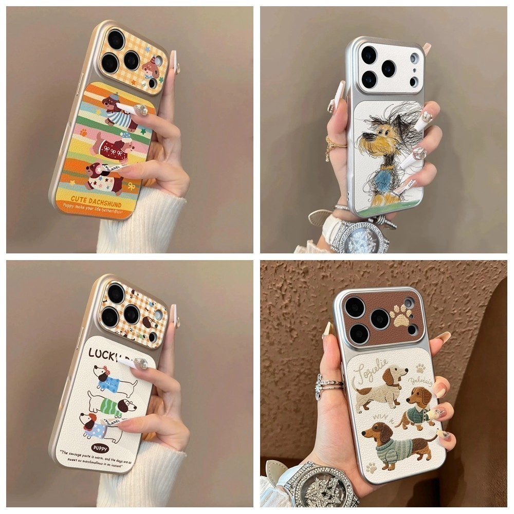Litchi Skin Texture เคสโทรศัพท์สําหรับ Motorola Moto G15 Power G17 ใหม่ Dachshund สุนัขพิมพ์สําหรับ 
