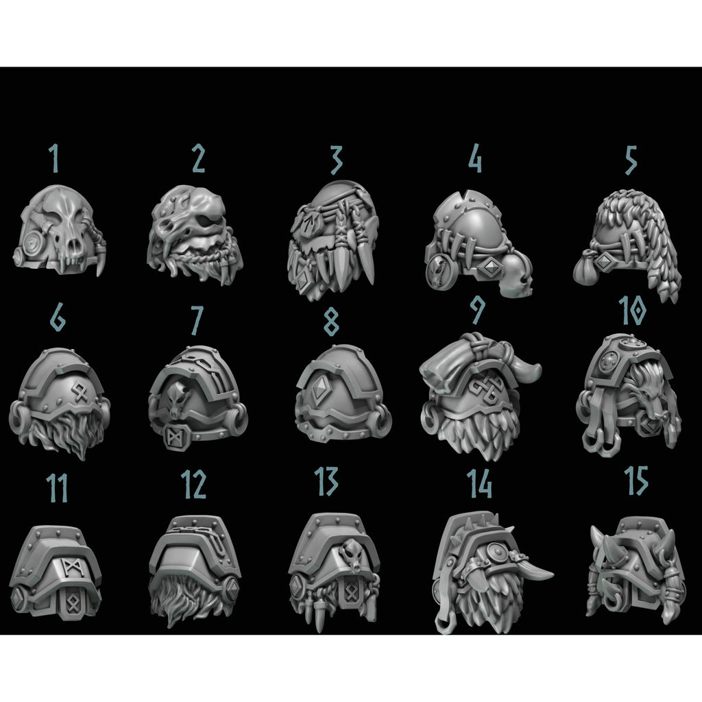 [Warhammer Accessories] Space Wild Wolf Middle Cut Shoulder Armor 1 Accessories โมเดลสีขาว