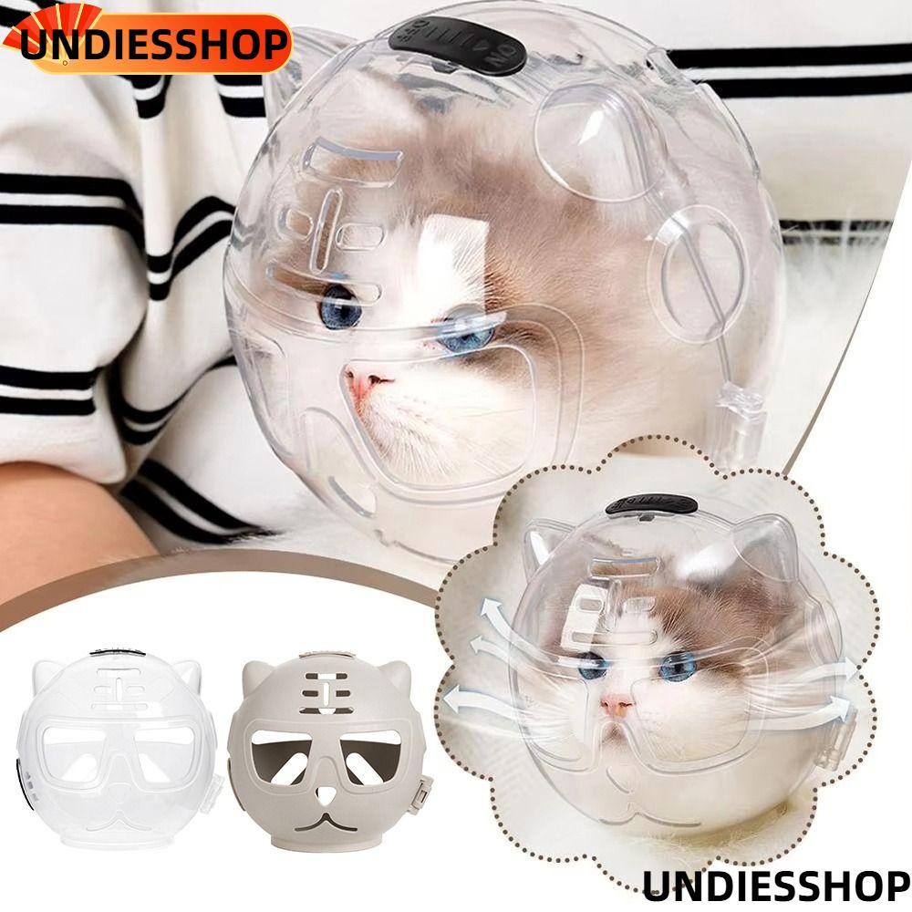 UNDIESSHOP Breathable Cat Muzzle, Anti Scratch Anti-Licking Cat Muzzle ป้องกัน Space Hood, โปร่งใส A