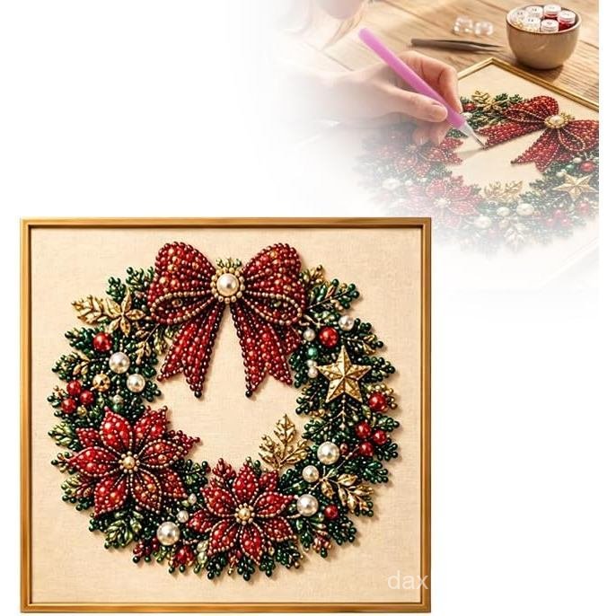 ChristmasDiamondtingKit,PearlArtCraft,HolidayHomeDecor,Wreath