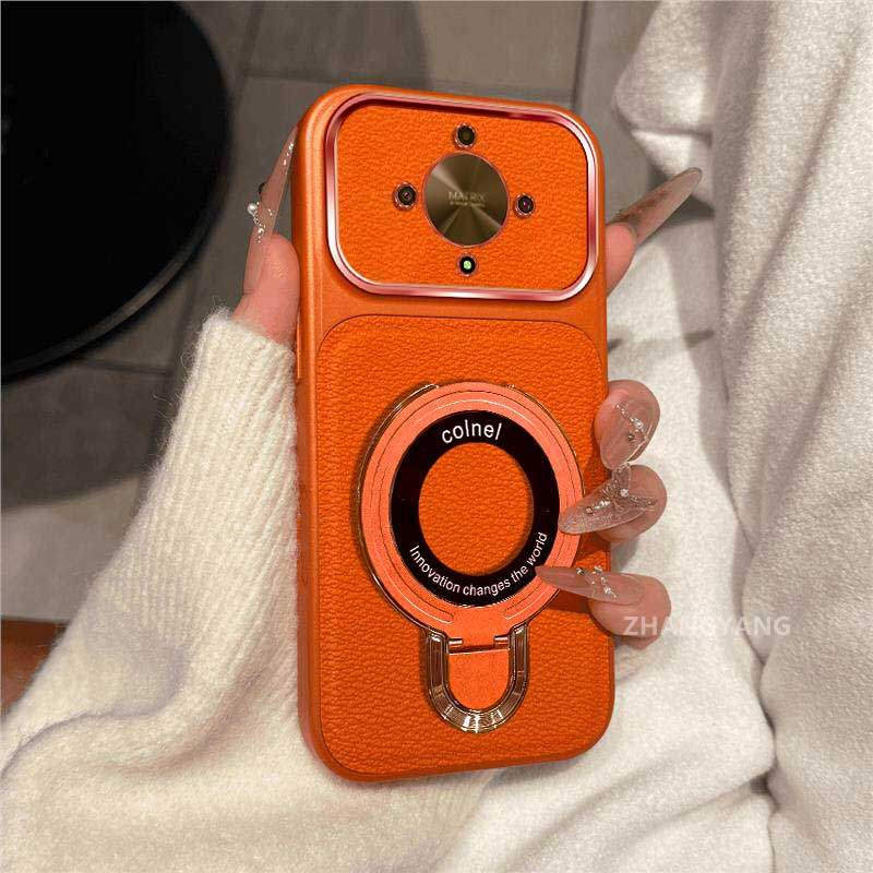 สําหรับ Honor X9A X9 X9B X9C X9D หน้าต่างขนาดใหญ่หนังวัสดุ anti drop เคสโทรศัพท์ความงามโลหะผู้ถือโทร