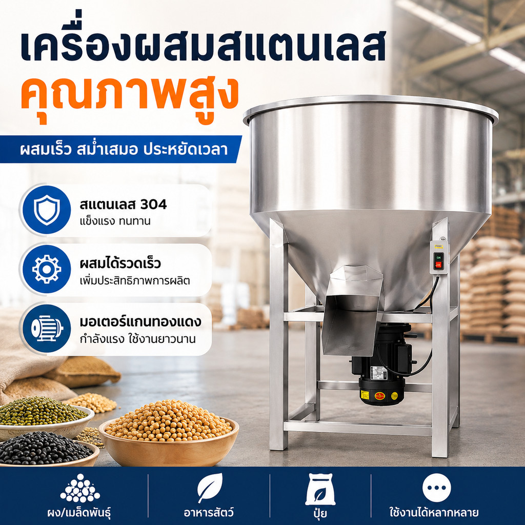 เครื่องผสมอาหารสัตว์ 220V เครื่องผสมผง เครื่องผสมเมล็ดพันธุ์ สำหรับฟาร์มและครัวเรือน Electric Feed Mixer Grain Mixer