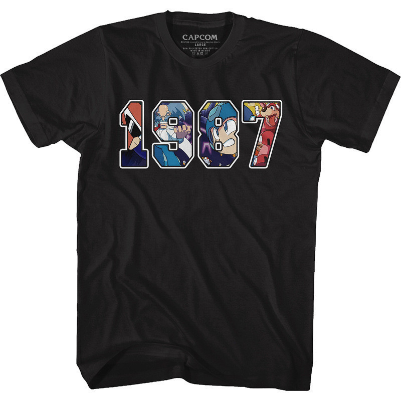 [พร้อมส่ง]✅เสื้อยืดแขนสั้นผู้ชายลายเกม Rockman ปี 1987 สไตล์เรโทรญี่ปุ่น ชวนให้หวนระลึกถึงเกมอาร์เคด