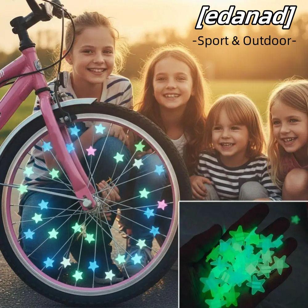 EDANAD 36 ชิ้น Star ล้อหัวนม, Weather-proof Glowable เด็กจักรยาน Spoke ลูกปัด, Creative Glow in Dark