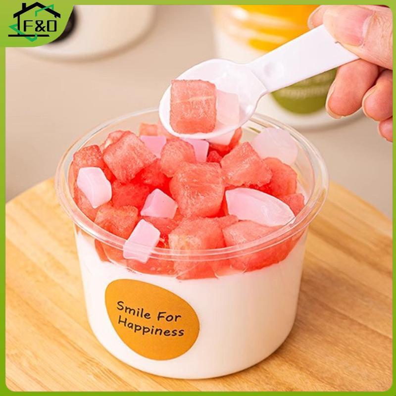 F&O 10/50 ชิ้นถ้วยขนมหวานพร้อมฝาปิดถ้วยไอศกรีมโปร่งใสสําหรับพุดดิ้งโยเกิร์ตถ้วยมูสเค้กกล่องเบเกอรี่ 