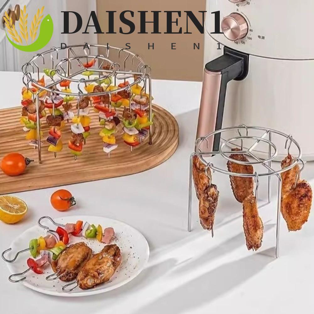 DAIHEN1 Air Fryer Skewer Stand, Non-Stick ทนความร้อนหมุนย่าง Skewers,ครัวทําอาหารเครื่องมือสแตนเลสกั