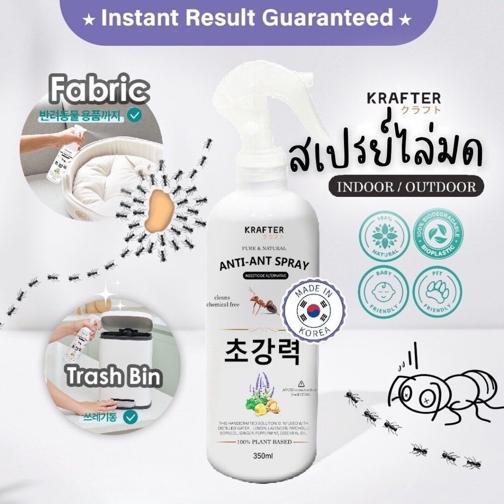 Anti-Ants Spray สเปรย์ไล่มด กำจัดมด สูตรออแกนิค 100% สารสกัดธรรมชาติ อ่อนโยน ปลอดภัย กลิ่นไม่ฉุน สามารถกำจัดมดได้ทันที